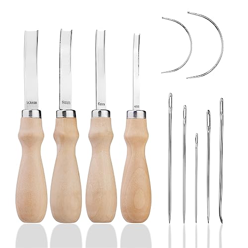TLKKUE 4Sizes Leather Edge Skiving Beveler Tools, Wide Leather Edge Beveler | Leather Craft Edge Beveler Tool Kit Leather Edge Trimmer for Wristbands, Belts, Other Leather Thinning Projects(4/6/8/10mm)