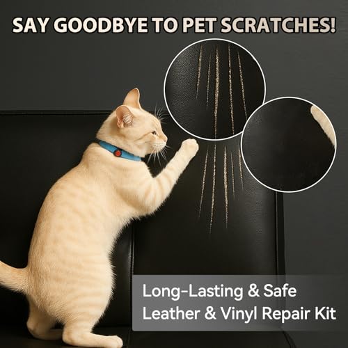 Black Leather Repair Kit for Furniture, Leather Couch Repair Kit | For Car Interiors, Seats, Steering Wheel, Sofa, Shoes, Restore Leather Scratch, Tears & Burn Hole With Easy Instructions