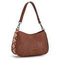 Wrangler Shoulder Bag for Women Western Small Purse Hobo Handbag | Aztec, Underarm Bag, 2 Detachable Straps, Secure Zipper Closure, Back Pocket, Crossbody Bag for dates, travel and everyday - color: Dark Brown