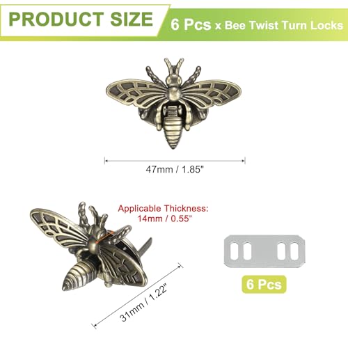 uxcell Bee Turn Lock Clasp, Zinc Alloy Closures Lock Fasteners Purse Twist Clip Clasp for Handbag Leather Bag Making - color: Bronze