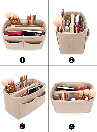 LEXSION Felt Purse Organizer Insert, Tote Bag Shaper Dividers with 5 Sizes - color: Beige, size: Medium