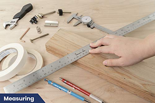Pacific Arc 24 Inch Stainless Steel Ruler with Inch/Metric Conversion Table - style: 24 In