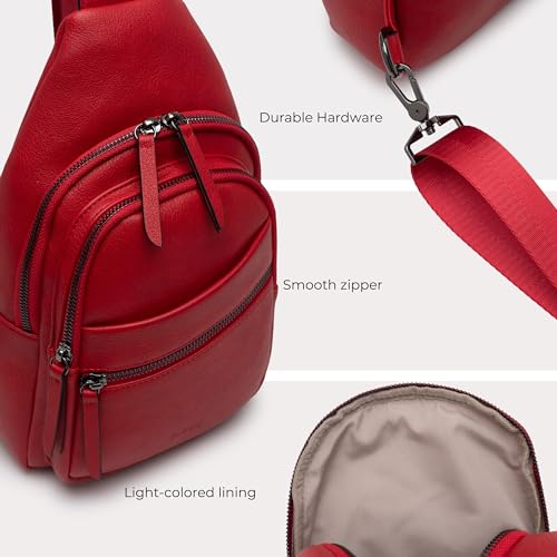 Alldaily Large Sling Bag for Women Crossbody Purse Leather Fashionable Trendy Chest Bag for Travel, Fanny Pack (Red) - color: Red