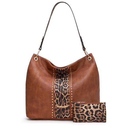 Purses for Women Hobo Bags Slouchy Shoulder Bag Tote Handbags | Stylish for Everyday Use, Zip-top Closure, Back Anti-theft Pocket, 3 Inner Pockets, Comfortable Wide Strap for Dating Errands - color: Z-brown Leopard