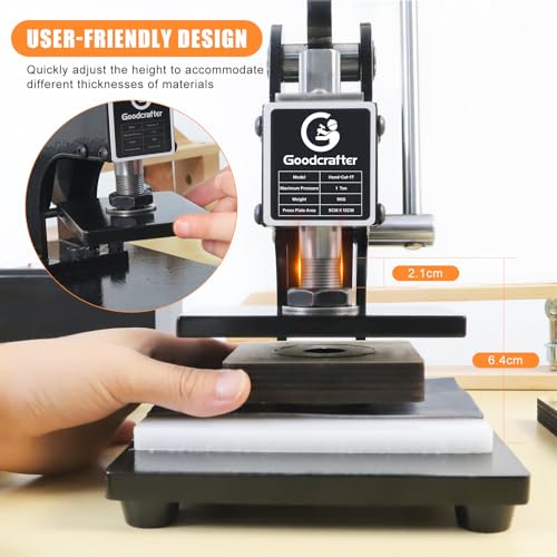 Leather Cutting Machine 1 Ton,12x9cm Die Cutter Stamping Machine Embossing Plate Manual Die Cutter Hand Press Mold Cutter Leather Die Cut Leathercraft Cutting Machine DIY Tool for Various of Materials