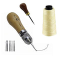 JC Performance Leather Sewing Awl Quick Stitch Repair Tool Set Heavy Duty Thread (with Awl, Off-White) - color: Off-White, size: With Stab Tool