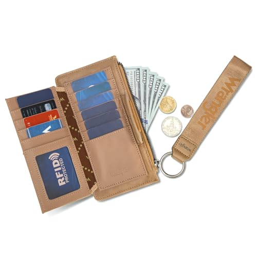 X Wrangler Western Wallet for Women Card Cases & Money Organizers Wristlet Wallet with Zipper Pocket - color: 1-Tan