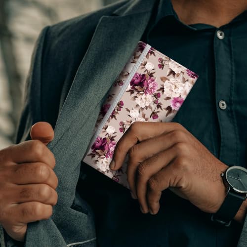 Checkbook Cover for Personal Checkbook, Cute Pu Leather Check Book for Women & Men, Slim Checkbook Holder with Pen Holder and Built-in Clear Plastic Divider, Peony Floral - color: Peony Floral