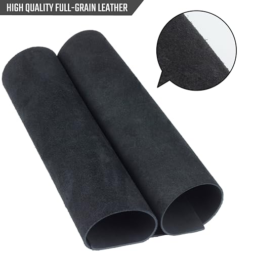 Toprank Genuine Leather Sheets for Crafts 24''X12'' Precut Full Grain Leather Tooling Leather (1.6mm) Cowhide Leather Pieces Square, Black - color: Black, size: 24"x12"