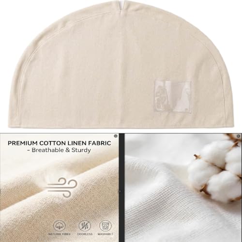 Cotton Shoulder Garment Bags with 2" Gusset, Breathable Clothes Dust Covers with Clear PVC Pocket, Reusable Washable Protectors for Suit, Coat, Dress, Closet Storage & Travel (4 Pake)