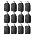 Travel Shoe Bags, Set of 12, Large Oxford Fabric Storage Bags with Zipper and Handle, Water-Resistant Pouches (Black) - style: Black