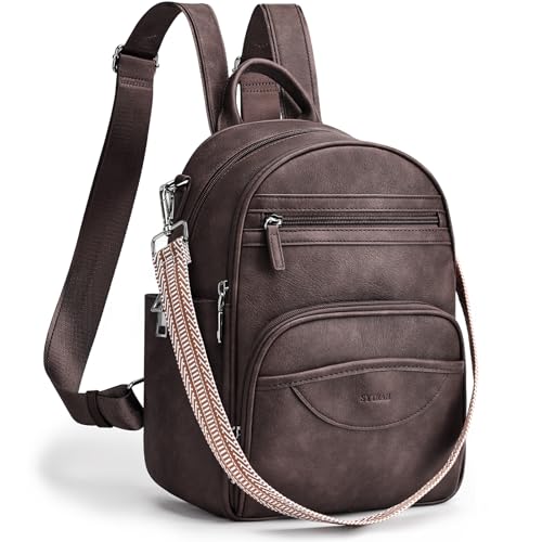 SYTRAH Small Backpack Purse for Women, Mini Daypack Cute for Travel Coffee - color: Coffee Brown