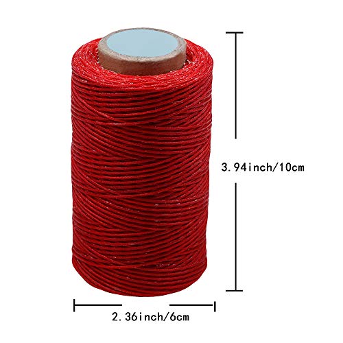 284Yards Leather Sewing Waxed Thread, 210D Upholstery Thread Heavy Duty - color: Red