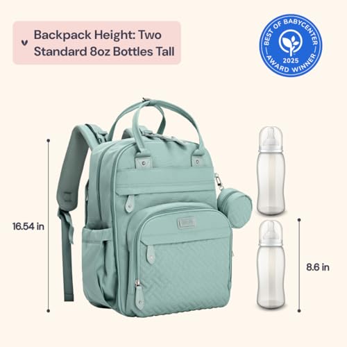 BabbleRoo Diaper Bag Backpack - Baby Essentials Travel Bag - Multi Function Water Resistant Diaper Bag, Travel Essentials Baby Bag with Changing Pad, Stroller Straps & Pacifier Case – Sage Green - color: Sage Green, size: Large