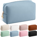 Kigeli Leather Makeup Bag PU Leather Cosmetic Pouch Wide-open Waterproof Toiletry Organizer with Dividers Travel Bag Birthday Valentine's Day Gifts for Women Friend Sister Daughter BFF(Haze Blue) - color: Haze Blue