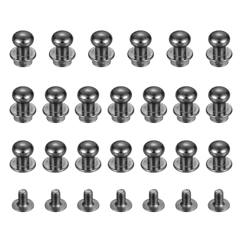 TIXIPEM 8mm Ball Head Stud Rivets Screw Back [20Pcs] - Metal Round Head Button Nipple Rivet Use for Bag & Belt & Handbag & Leather Craft & DIY Decoration - [Gun Black] - color: Gun Black, size: 8mm
