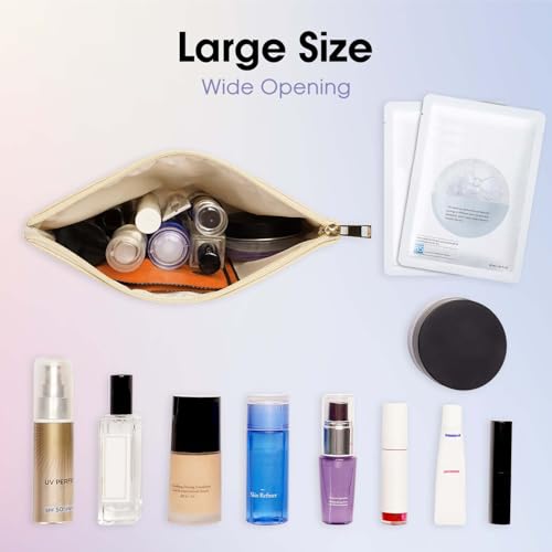Wandering Nature Makeup Bag Small Cosmetic Bag for Purse 2 Pack Small Make Up Pouch Vegan Leather Cute Travel Pouch with Zipper for Women,Beige - color: Beige1