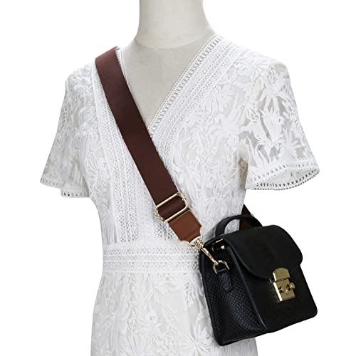 Allzedream Thick Purse Strap Wide Adjustable Replacement Crossbody Bag Handbag Leather Ends - color: Dark Brown-leather Tip