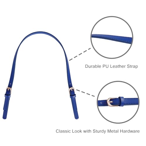 XIMEO 2 Pack Adjustable PU Leather Replacement Purse Straps with Buckles | Adjustable Length, PU Leather Material, Metal Buckles, Handbag Repair and DIY Projects - color: Blue