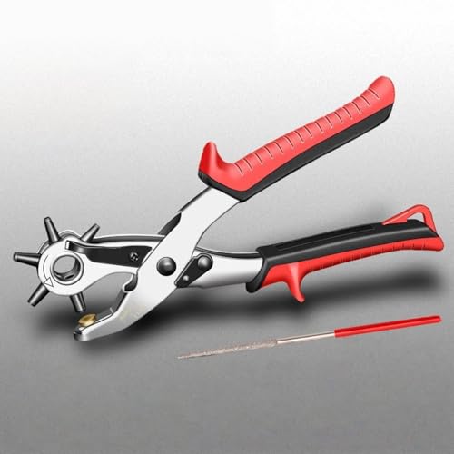 Leathercraft Hole Punch Plier, 6-Size Rotary Leather Punching Tool, Heavy Duty Leathercraft Punching Equipment for Belts Straps - style: budget