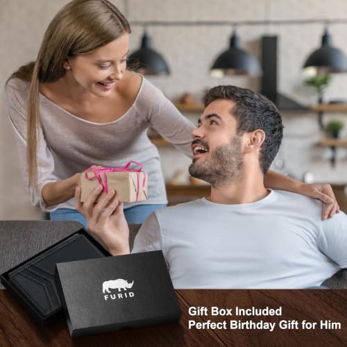 Genuine Leather Slim Wallet for Men: Minimalist RFID Wallet Holds 15 Cards - color: Premium Genuine Leather Black