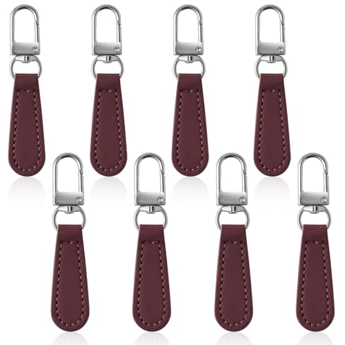 Deoward Zipper Pull Replacement PU Leather Handle Zipper Repair Tab (8 PCS) | Detachable, for Luggage, Backpacks, Suitcases, Jackets, Purses, Handbags - style: Leather Handle Zipper Pulls (Burgundy)