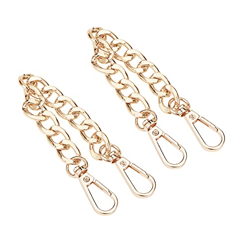 PH PandaHall Purse Extender, 2 Pack 7.8 Inch Golden Aluminum Bag Flat Chain Strap with Alloy Swivel Clasps Handbag Chain Straps Metal Bag Strap Replacement Purse Clutches Handles - color: Golden, size: 7.8 Inch