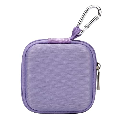 Ginsco Mini-Portable Hard Shell Square Earbuds Case for Apple EarPods/Samsung Galaxy Wired/Wireless Earbuds, Cell Phone Accessories Organizer with Carabiner for Earphones - color: Purple, size: Slim