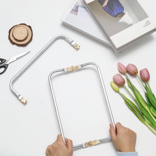 Mormchlots 2Pcs 11.8 Inch Metal Purse Frame | Rectangle Lock Frame Purse Hardware Kiss Lock Clasp Bag Frame, U-Shaped Handle for DIY Bag Making/Sewing Clutch Crafts - size: 11.8inch