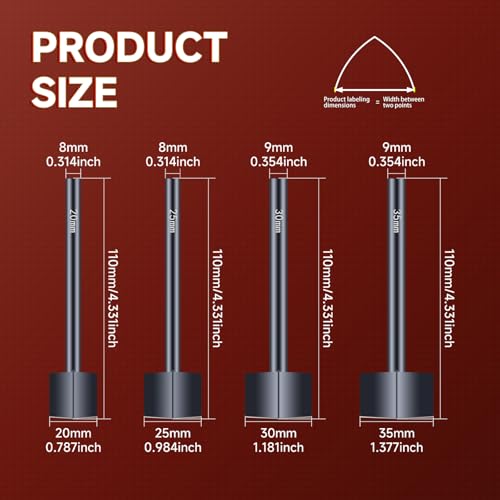 Leather V Shape Cutter Punch,4 PCS 20/25/30/35mm Leather Precision Cutting Tool for Belts, Crafts, DIY Leatherworking – Durable Stainless Steel Punch Set
