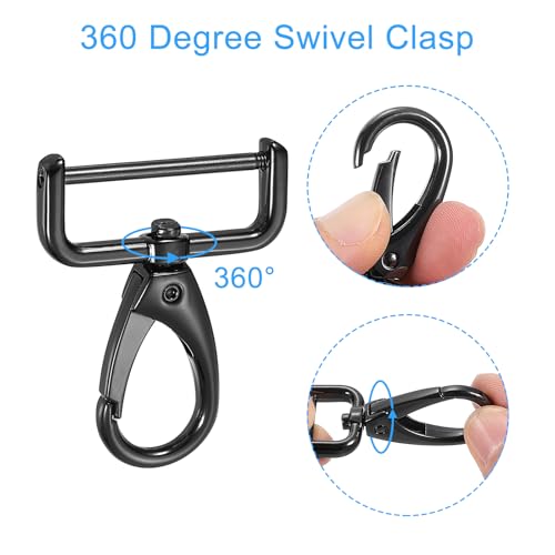uxcell Swivel Clasps Hook, D Ring Detachable Snap Hardware Metal Lobster Claw Clasp Hook with Screwdriver - color: Black, size: 32mm(1.26 Inch)