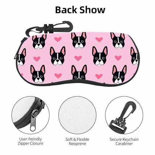 IBILIU Eyeglasses Case Circuit Board Ultra Light Neoprene Sunglasses Case,Soft Reading Glasses Case For Women Men - color: Boston Terrier