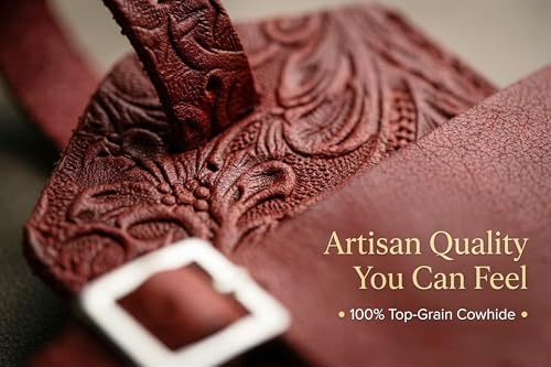 Genuine Leather Luggage Tags & Bag Tags 2 Pieces Set - color: Red Flower