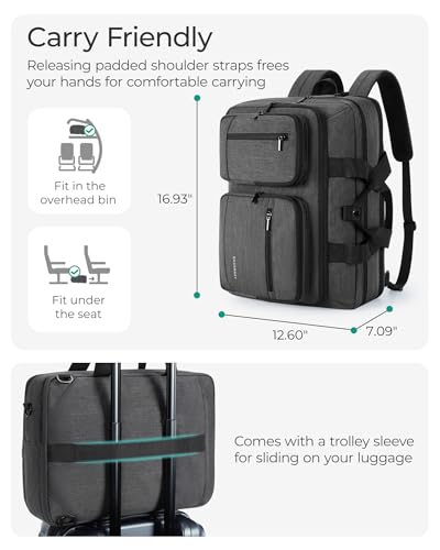 BAGSMART 3 In 1 Laptop Bag for Men, Computer Briefcase 17.3 Inch Laptop Water-Repellent Shoulder Bag, Computer Bag Business Travel Office, Black - color: Black