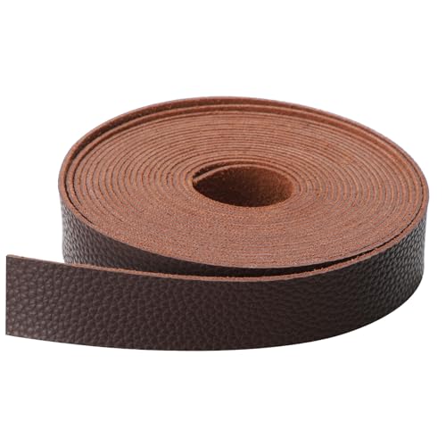 picheng Faux Leather Strap 1 Inches Wide Lychee Texture Leather Straps for Crafts, 200 Inches Long Faux Leather Strips - color: Dark Brown