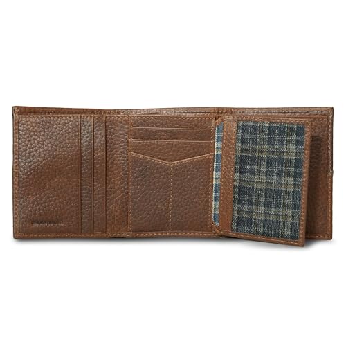 Eddie Bauer Men Signature Trifold Wallet - color: Rugged Leather - Tan
