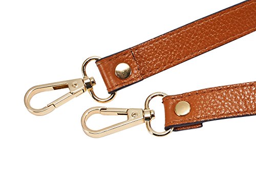 VanEnjoy Full Grain Leather Replacement Strap Shoulder Bag Purse, 0.98 inch Width Gold Hardware(Khaki, Length:24") - color: Khaki, size: 26 inches