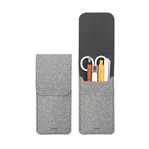 LHiDS Leather Pencil Pouch, Pen Bag for Three Fountain, Ballpoint & Rollerball Pens, Small Pencil Case, Travel Bags Organizer - color: Grey, size: Small