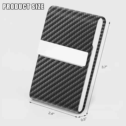 2Pack Leather Stainless Steel Business Card Holder, Metal Slim Business Card Case for Women or Men, Pocket Business Card Carrier with Prints, Magnetic Closure, RFID Blocking - color: Black