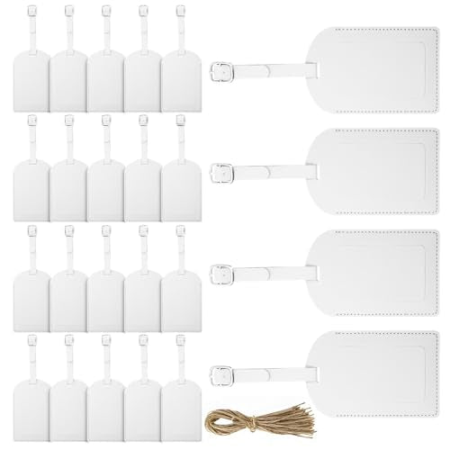 24 Pack Leather Luggage Tag White Wedding Favors Bulk Travel Tag - color: White