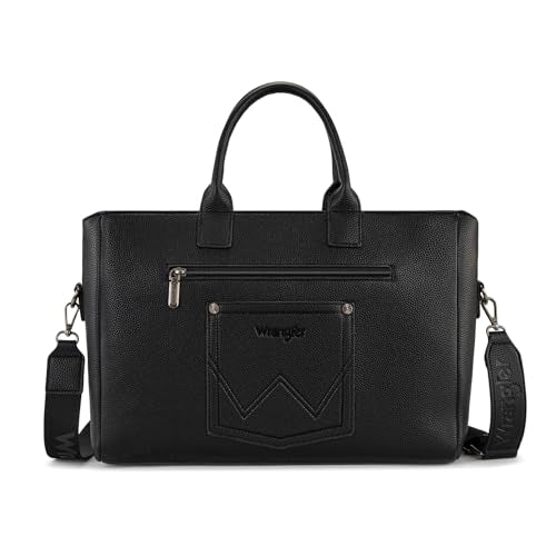 Wrangler Work Tote Bag for Men and Women Business Teacher Bag Large Capacity Briefcase Handbag with Adjustable Strap - color: Black