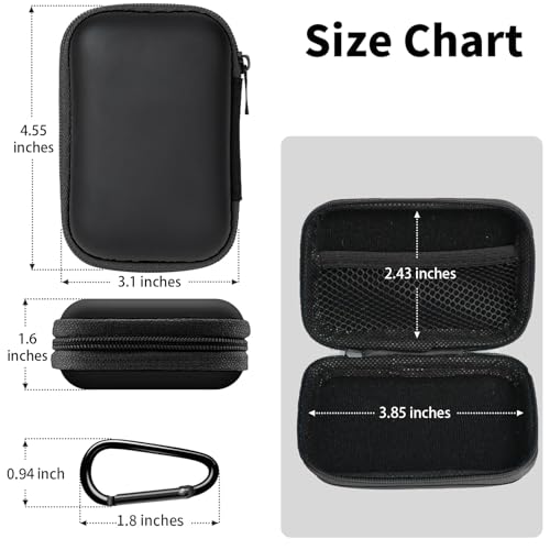 Earbud Case Portable EVA Storage Bag Cell Phone Accessories Organizer with Carabiner for Wired/Wireless Earphone, Earbud, Earpieces, SD Memory Card, Camera Chips, Tech Pouch, Rectangle, Black - color: D1-Black