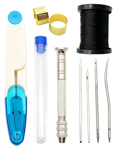 Leather Repair Sewing Kit with Thread Needles, Sewing Awl, Sewing Thread, Seam Ripper - for Leather Crafters, DIY Enthusiasts,Hand Stitching Sofa,Car Seats, Backpack and More (Black) - color: Black