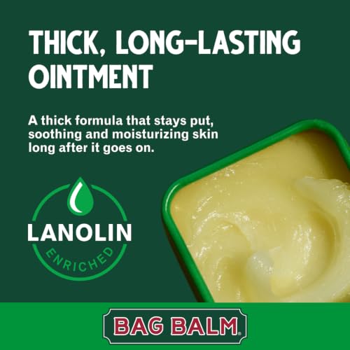 Bag Balm Vermont's Original Skin Moisturizer - Full Body Hydrating Skin Care: Dry Hands, Lips, Face, Feet & More - Unscented, Cruelty & Paraben Free - Day & Night, Men & Women (4oz Tin, Made in USA) | camping-soaps-and-shampoos - size: 4 Ounce (Pack of 1)
