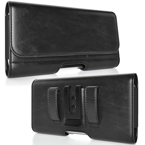 Magnetic Closure Holster for Google Pixel 11, 11 Pro, 10, 10 Pro, 10a, Pixel 9, 9 Pro, 9a - Leather Belt Case, Premium Pouch (Fits Slim/Regular Case On) (Black, Medium) - color: Black, size: Medium