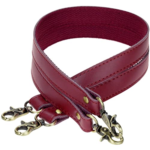 Allzedream Genuine Leather Purse Strap Sewing Canvas Replacement Handbag Shoulder Bag 2 Pcs - color: Wine Red, Gold Hareware