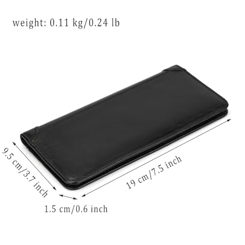 Vintage Genuine Leather Long Wallet for Men Women - color: 33-Black