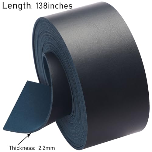 Picheng Faux Leather Strap for Crafts: 2 Inch Wide 138" Long Leather Strips - color: Dark Blue, size: 2 Inch