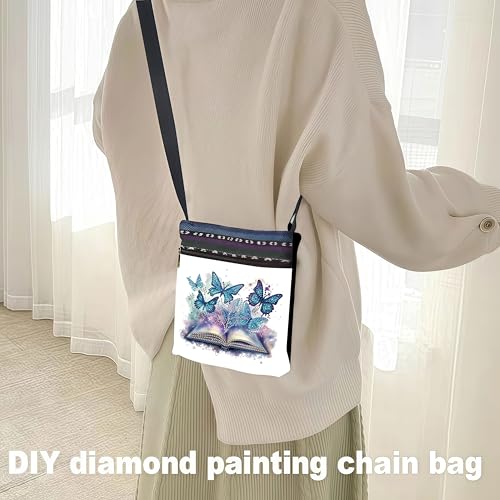 DDGYP Butterfly Diamond Painting Crossbody Bag, Diamond Art Kits for Adults | DIY PU Leather Art Bag, Adult Craft Kits for Women, Portable Handbag as Ideal Gift - color: Butterfly Flower 3