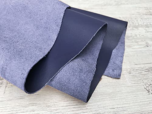2 Pieces of Navy Blue 14x14 Inch Genuine Leather Pieces Real Cowhide Full Grain Sheets for Crafting Leatherworking Leathercraft Repair Crafts Offcuts TPS13526 - color: 2 Pieces of 14x14 Inch (Navy Blue)